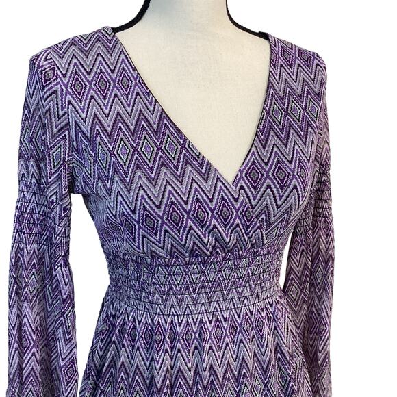 BCBGMaxAzria Purple Mesh Empire Waist Dress Size XS - Picture 3 of 12